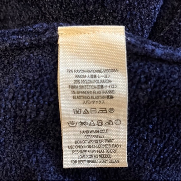 Free People NAVY Blue Velvety Turtle Cowl Neck Open Back Knit MIDI Dress Large - Picture 10 of 11